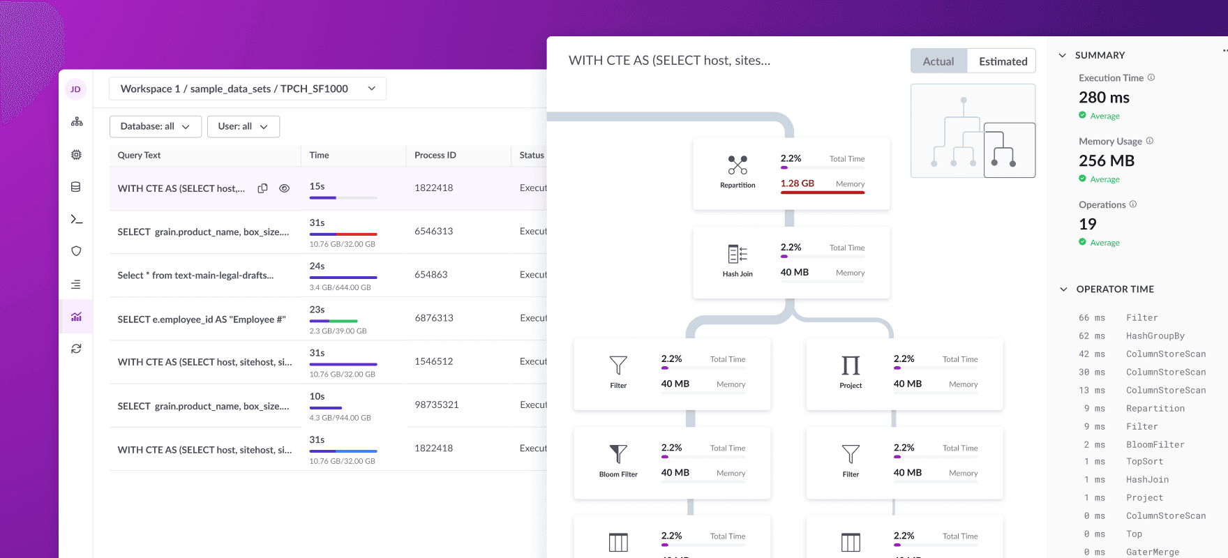 Query Analyzer — design screenshot