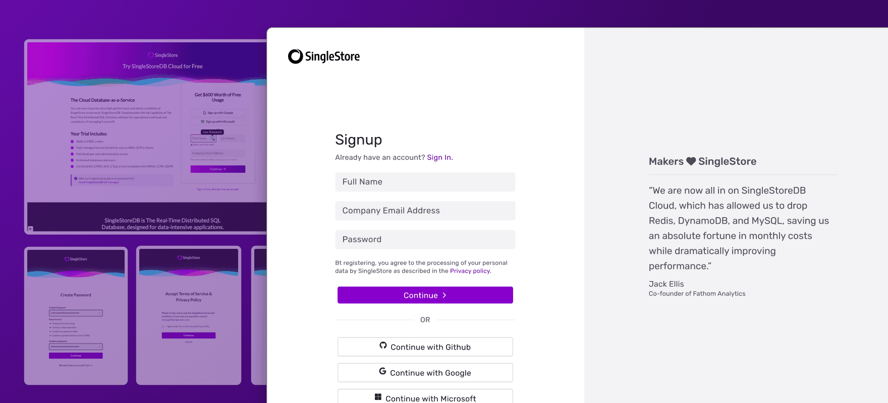 Updated sign up page