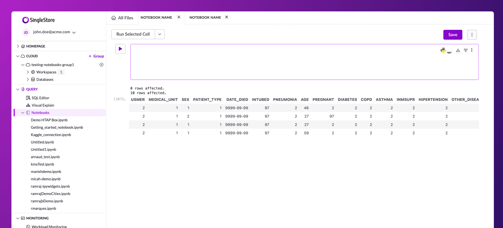 Python Notebooks — design screenshot